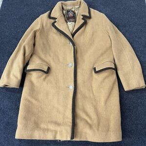 Vintage Loden Coat Mens 42 Beige Wool Lined‎ Single Breasted Overcoat Germany